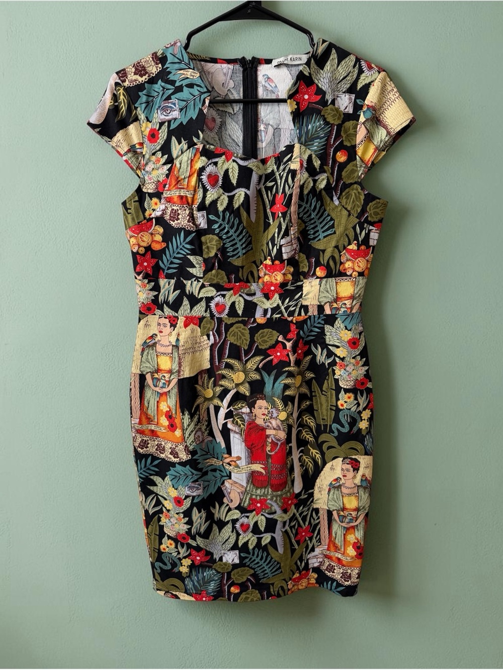 Grace Karin Frida Kahlo 50s Styled Pencil Dress